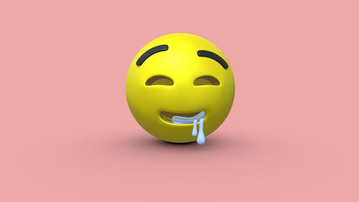 Drooling Emoticon Emoji 3D Model