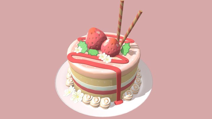 Strawberry cake 3D Model