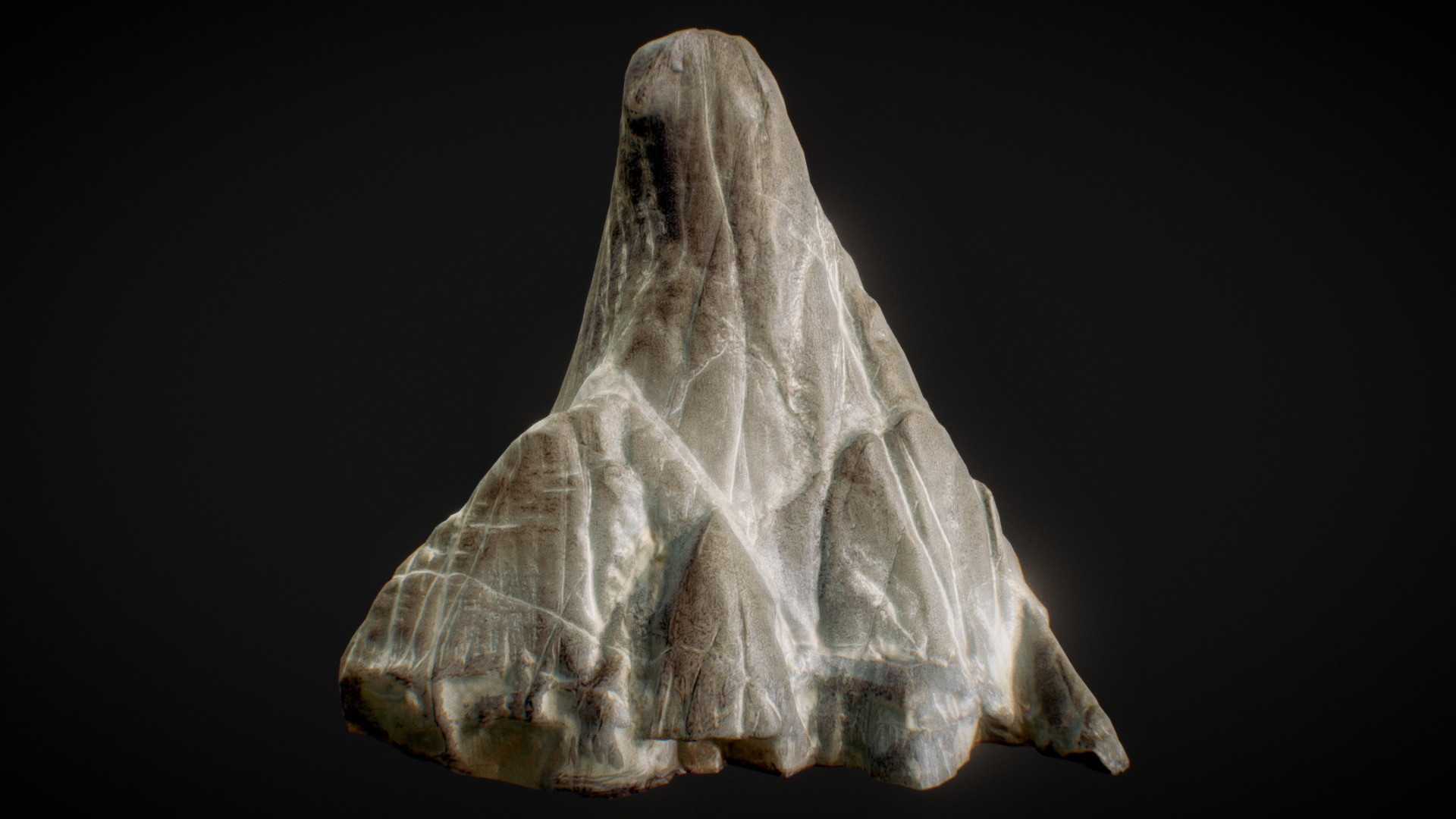 3D model Pointy Mountain 1 - This is a 3D model of the Pointy Mountain 1. The 3D model is about a stone sculpture of a head.