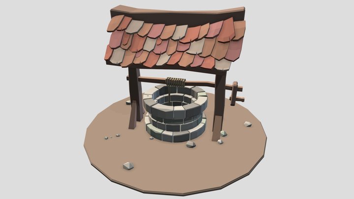 Low Poly Medieval Well 3D Model