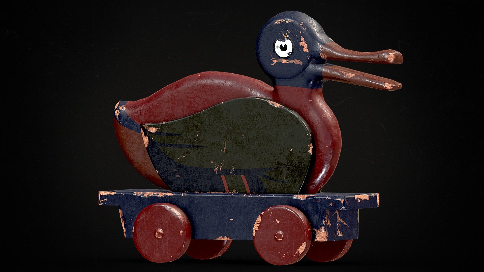 50's Wood Duck Toy Vintage Retro Game asset Buy Royalty Free 3D model