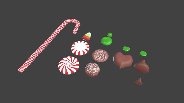 Gingerbread Game - Candy Pieces 3D Model