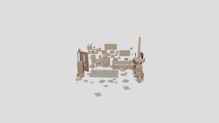 free messy room , disorganized room 3D Model