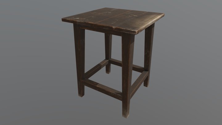 wooden stool 3D Model