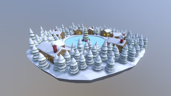 Christmas Low-poly Scene 3D Model