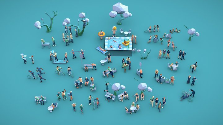 Low-Poly People Mega-Pack Rigged 3D Characters 3D Model