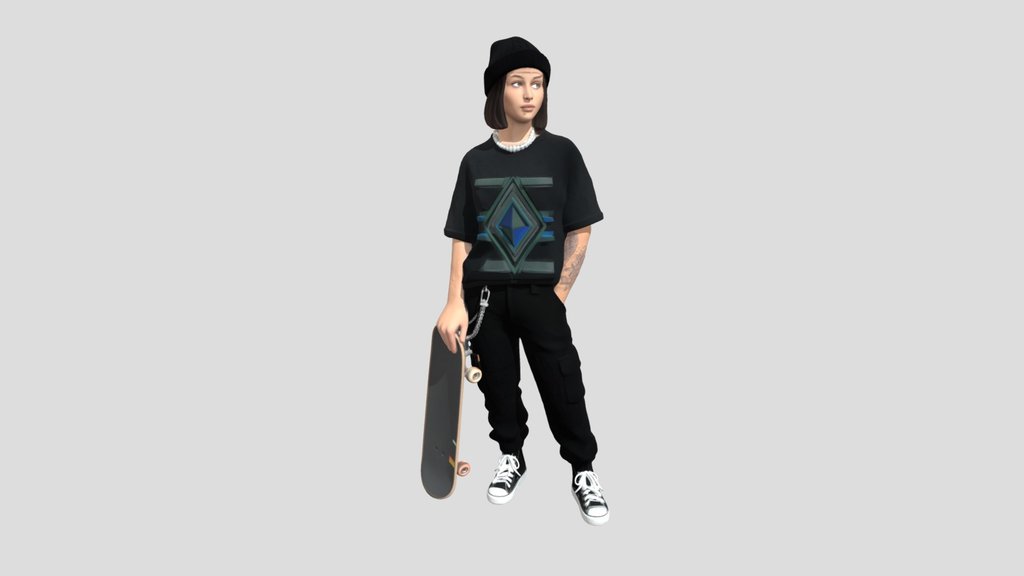 Urban Skateboarder in Black