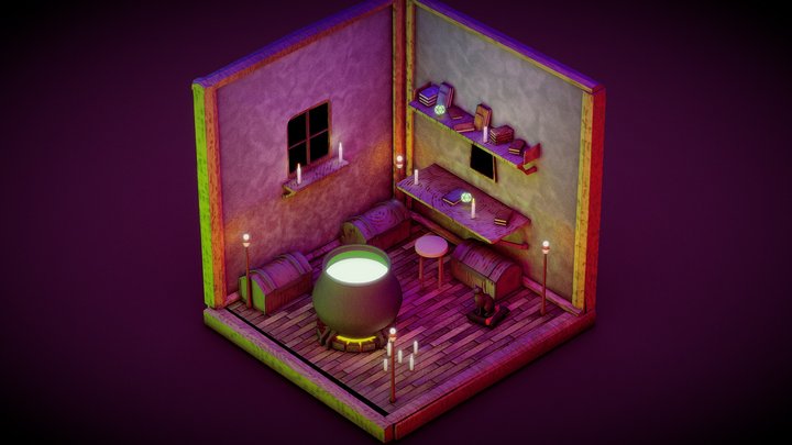 Isometric Witch Room. 3D Model