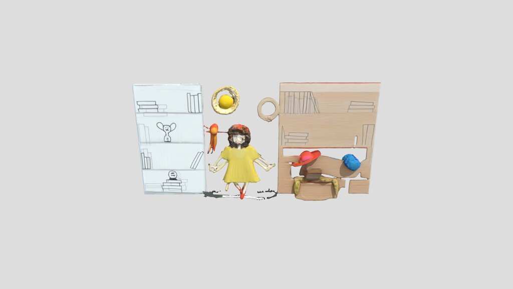 Personaje con fondo de album ilustrado