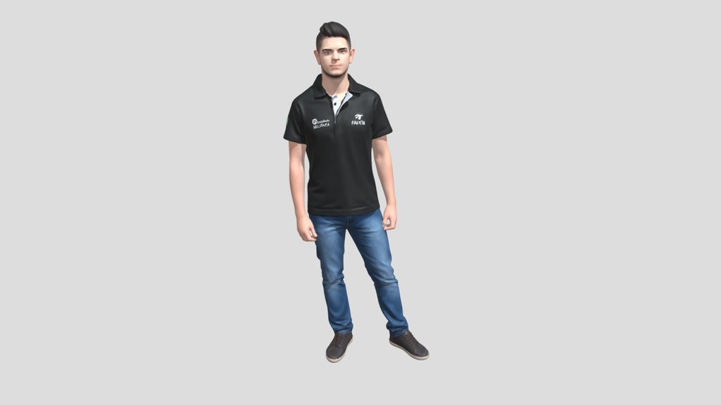 Portrait Of A Young Man In A Black Polo Shirt