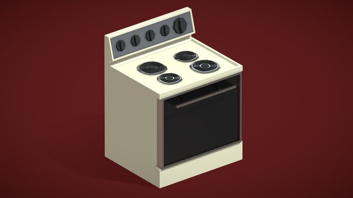 Low Poly 80's Stove 3D Model