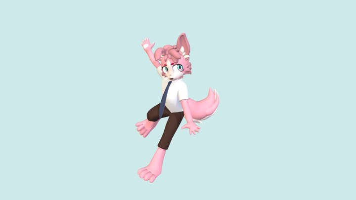 Pink Anthro Dog Model 3D Model