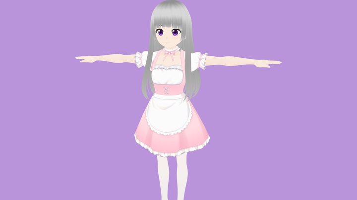 3D Anime Character girl for Blender 19 3D Model