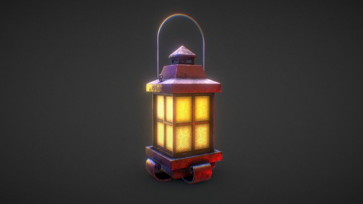 Antique Brass Square Lamp 3D Model