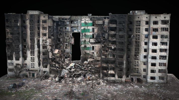 ukraine war - destroyed apartment building scan 3D Model