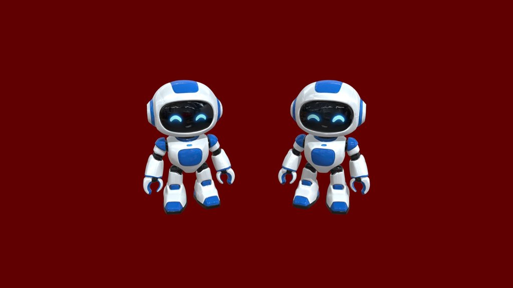 Cute blue and white toy robot