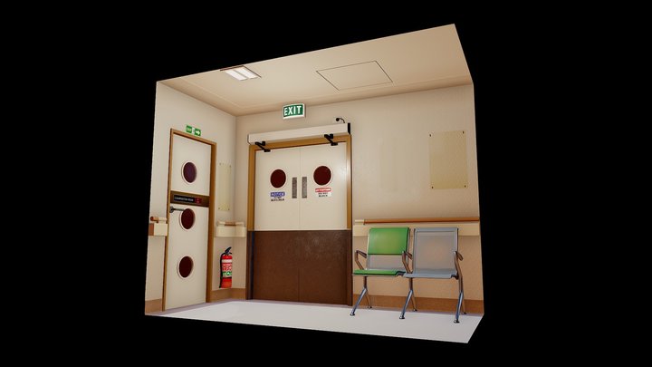 Hospital Corridor Diorama 3D Model