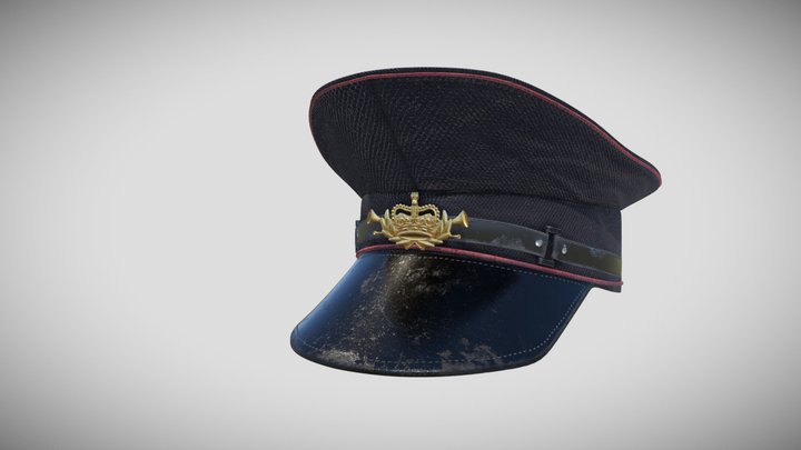 Old Fashioned Postman's Hat 3D Model