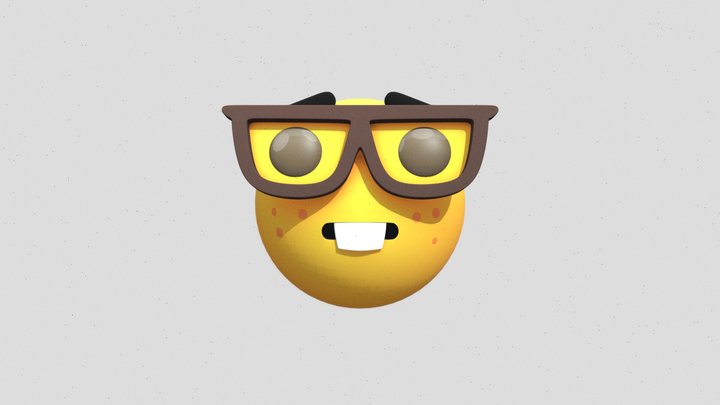 nerd emoji baked down 3D Model