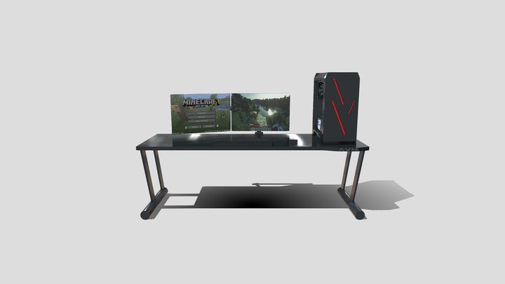 gaming pc setup with 2080 free 3D model