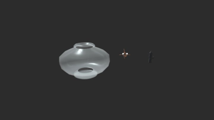 textured fishbowl and decoration 3D Model