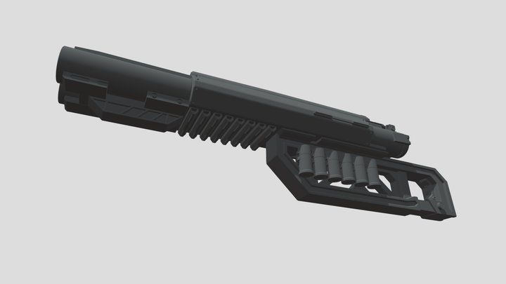 Mecha hard surface shotgun 3D Model