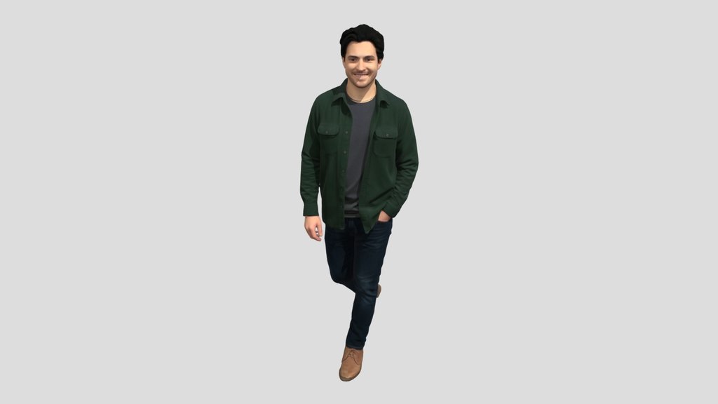 Casual Green Button-Down Walk