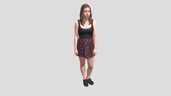 Studio Portrait Black Lace Tank And Floral Skirt – Modello 3D gratuito STL