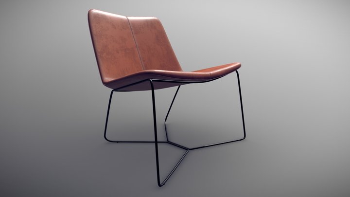West Elm Slope Leather Chair 3D Model
