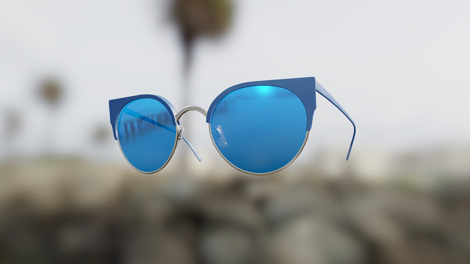 Generic Cateye Browline Sunglasses Blue Mirror 3d Model By Virtry Teams [79b270e] Sketchfab