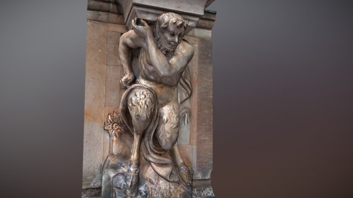 Baroque faun sculpture on a wall 3D Model