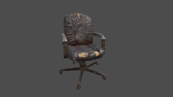 Damaged Old Office Chair 3D Model