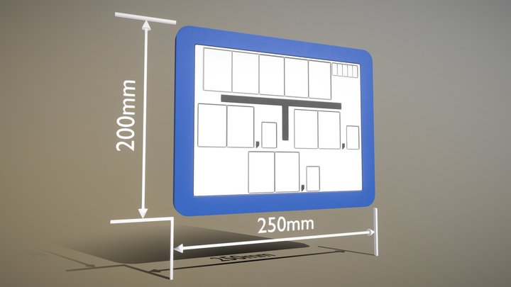 Hinweisschild Hydrant blau 200x250mm 3D Model