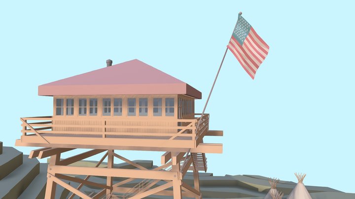 Firewatch Tower with observation deck 3D Model