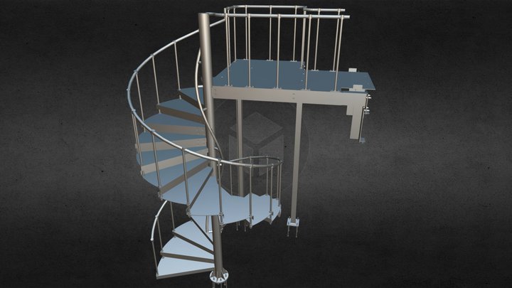 Spiral Steel Staircase 3D Model