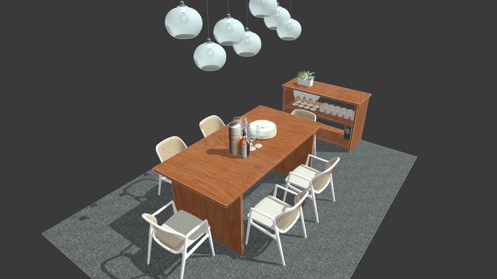 Dining Table and Chair 3D Model