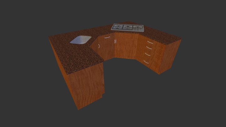 Kitchen Counter And Stove 3D Model