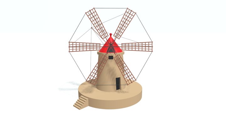 Cartoon Italian Sicilian Windmill 3D Model