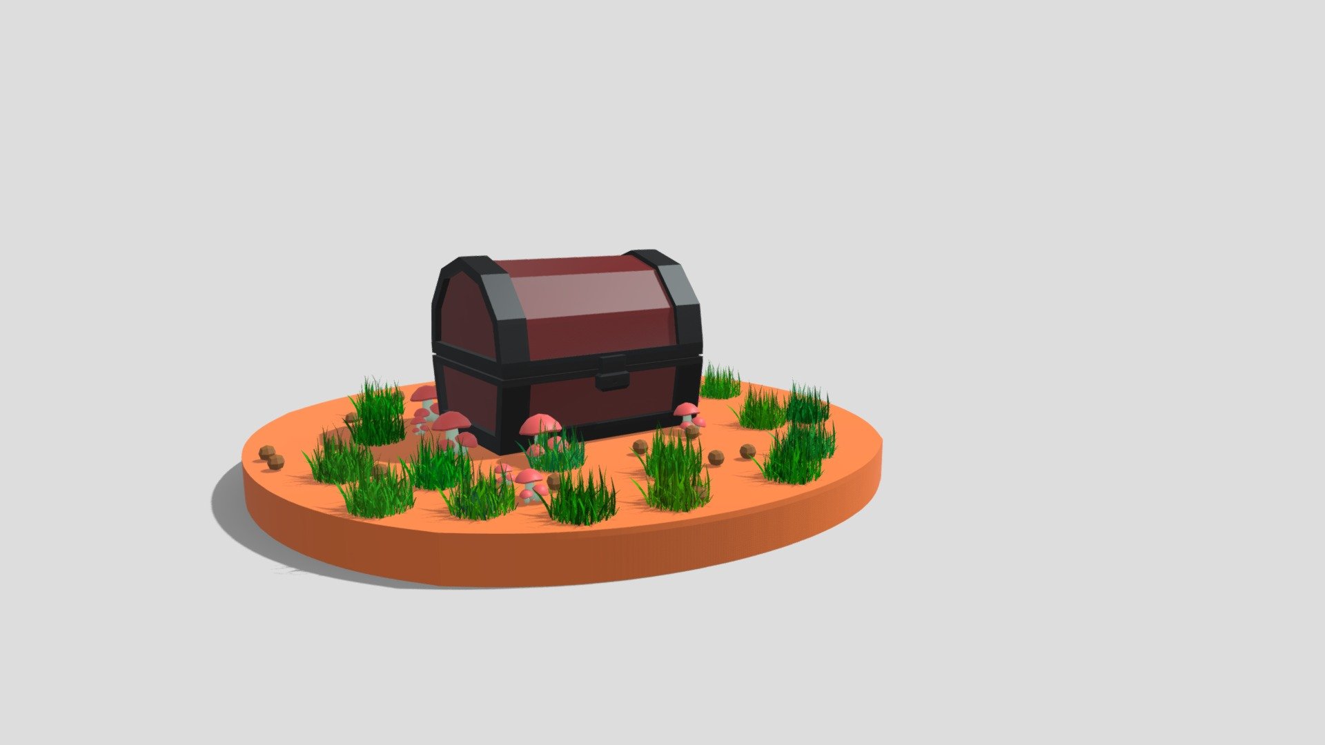 lowpoly treasure chest in forest