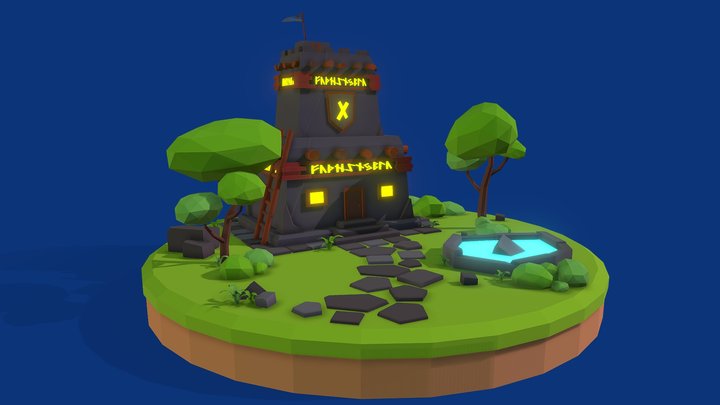 Castle Ruin Low Poly 3D Model