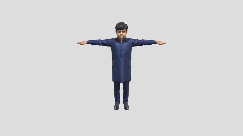 Blue Kurta T-Pose