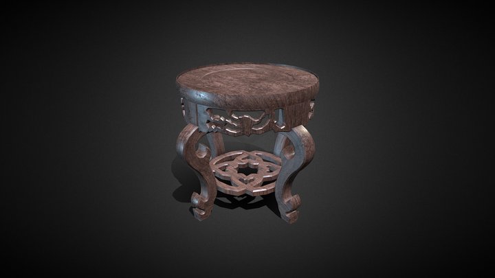 Wooden Round Table 3D Model