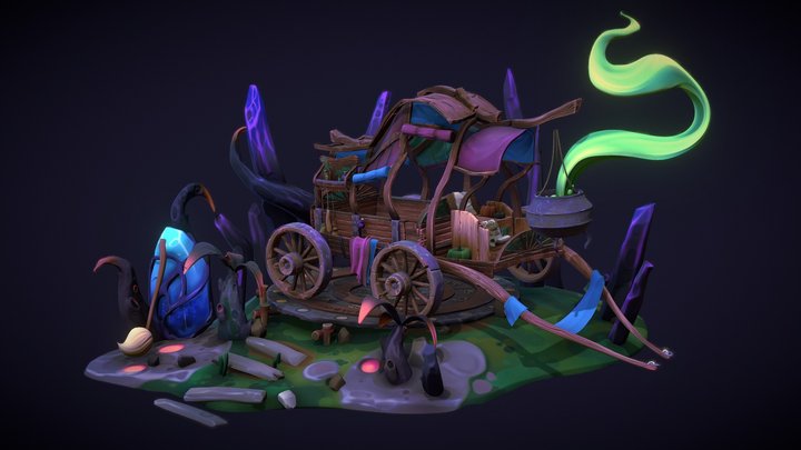 The Travelling Wagon - Enchanted Diorama 3D Model