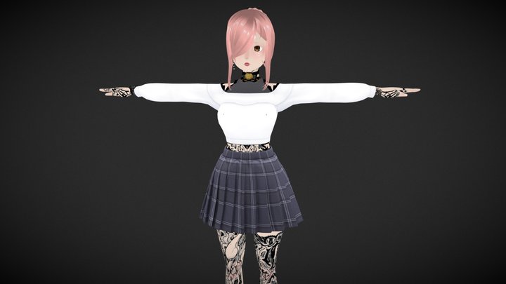 Cute Anime Girl 3D Model