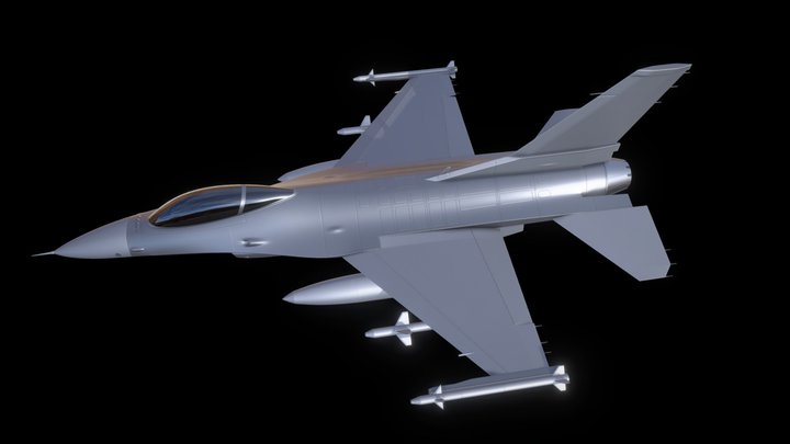 Highpoly F16C Fighting Falcon (UV Unwrapped) 3D Model