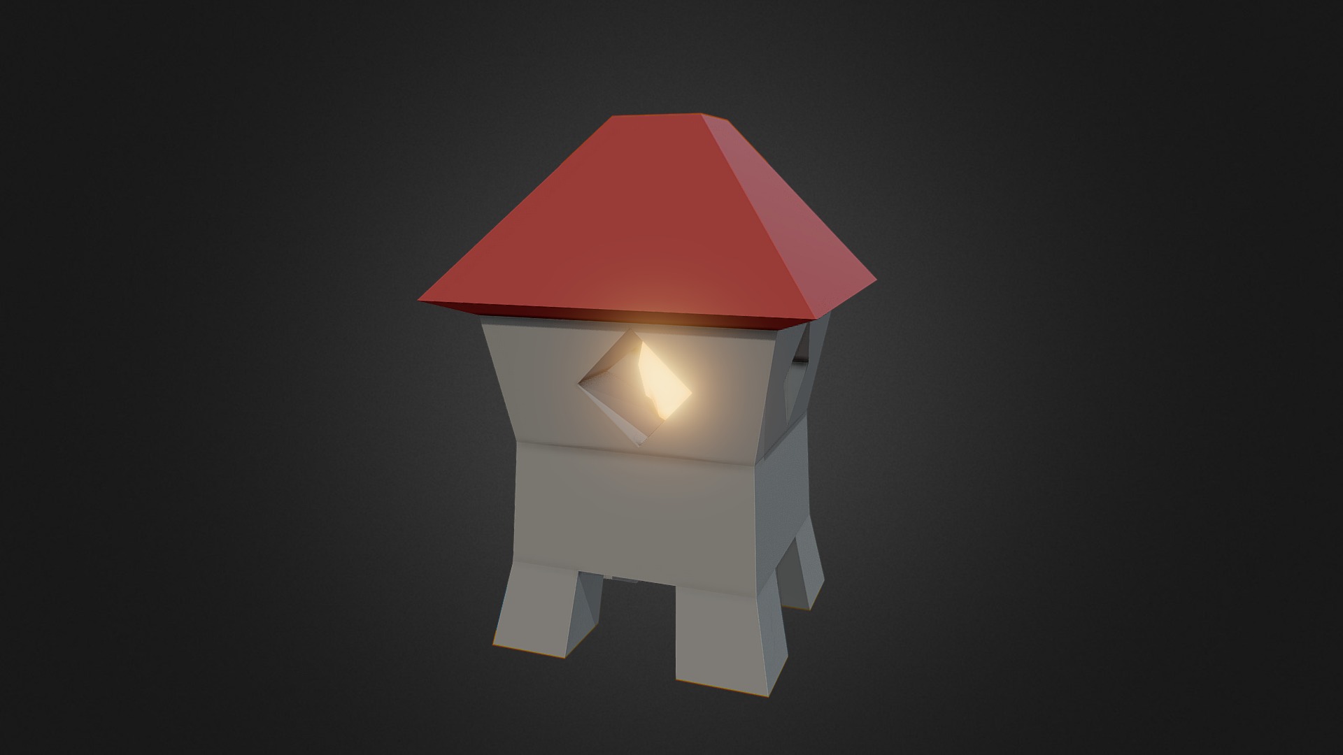 3D model Lantern - This is a 3D model of the Lantern. The 3D model is about a white and orange cube with a red top.