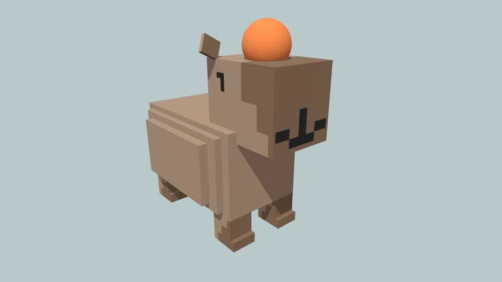 Low-poly Capybara with Orange