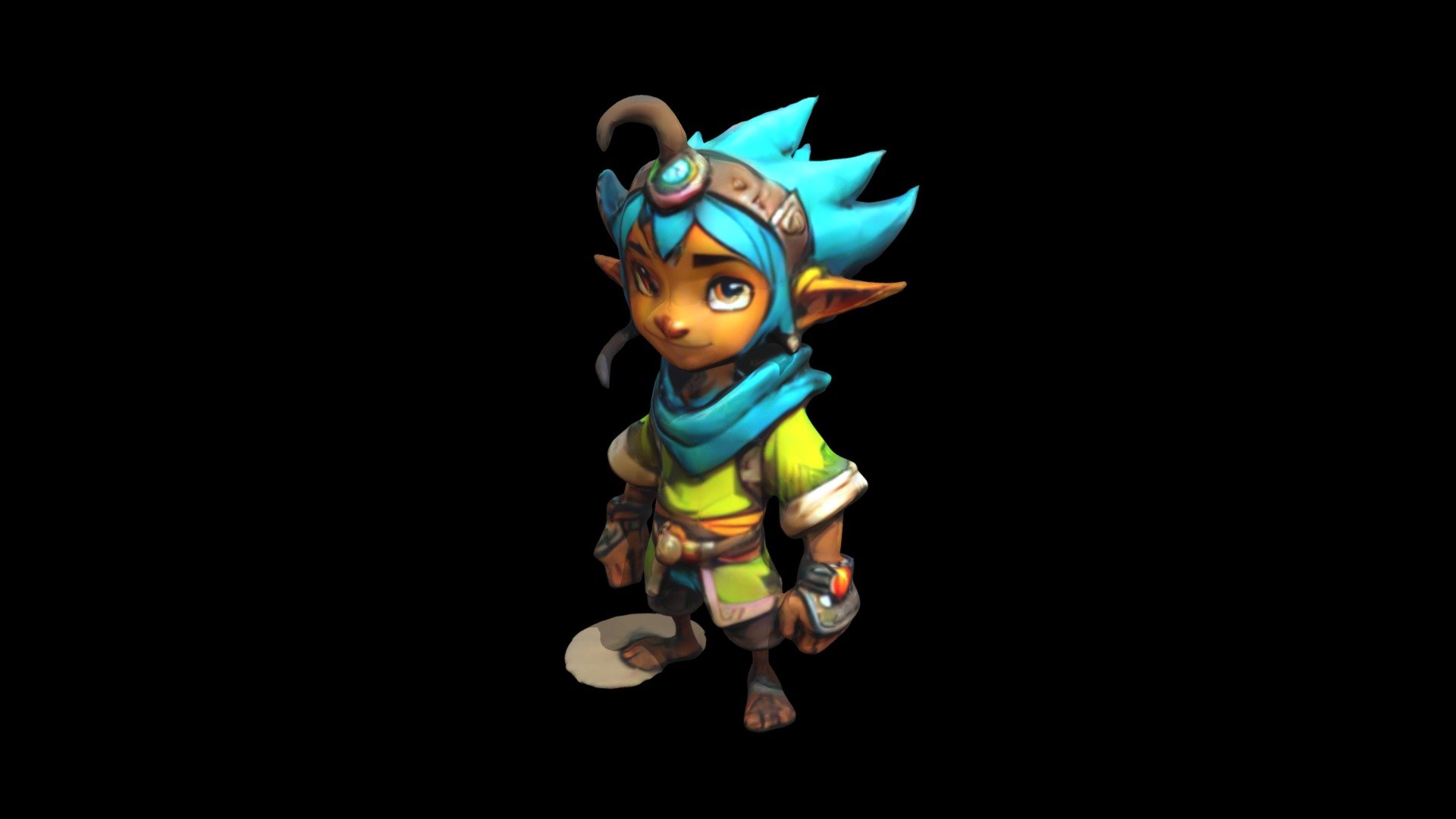 a cartoon character with blue hair and a gree - Download Free 3D model ...