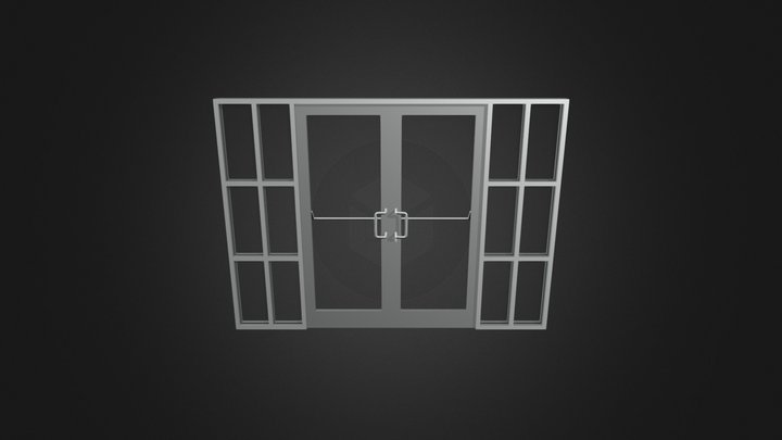 Double Doors With Windows 3D Model