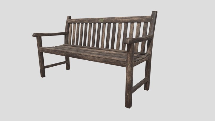 Teak Bench Garden old 1 texture 4k 3D Model